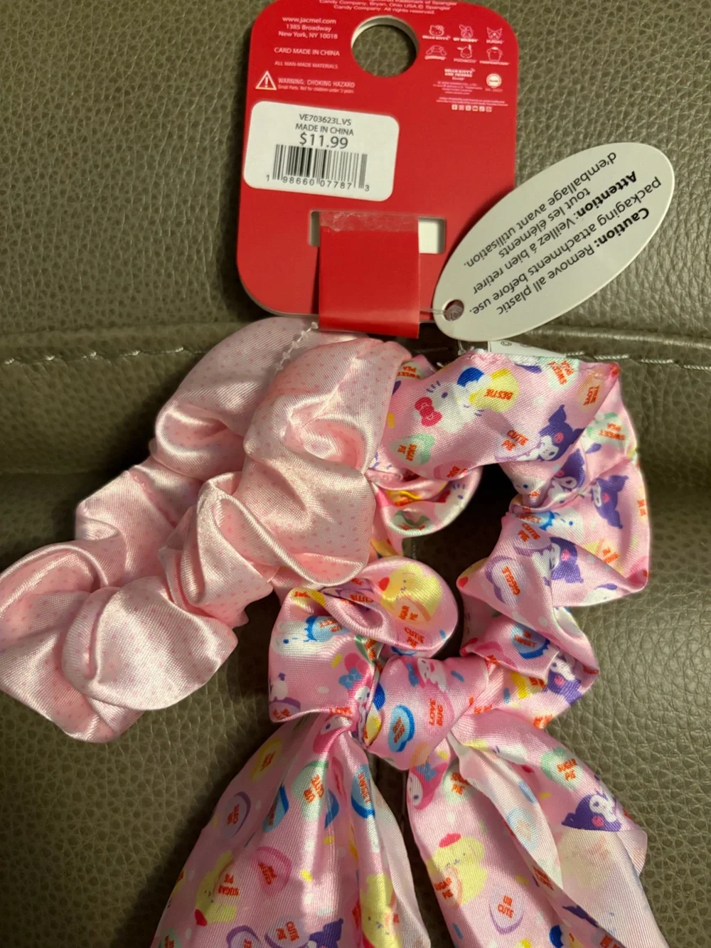 Justice Pink Cartoon Bow Scrunchie with Long Tails